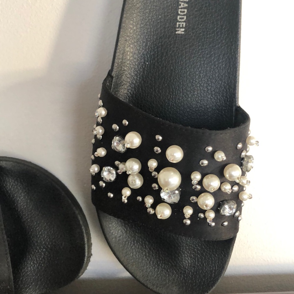 Steve Madden slides with pearls and chrystals